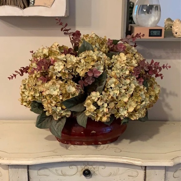 XL Faux Hydrangea Rustic Potted Floral - Picture 1 of 3